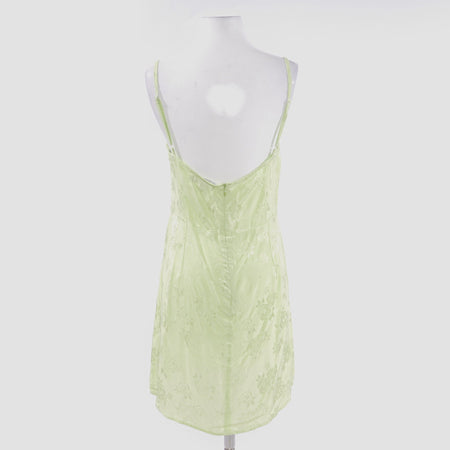 Boyasly Slip Dress in Satin Rose Lime - Size M