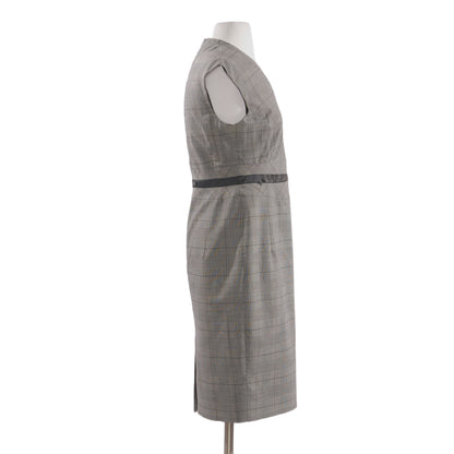 Gray Plaid Midi Dress
