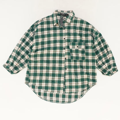 Green Plaid Long Sleeve Button Down Shirt