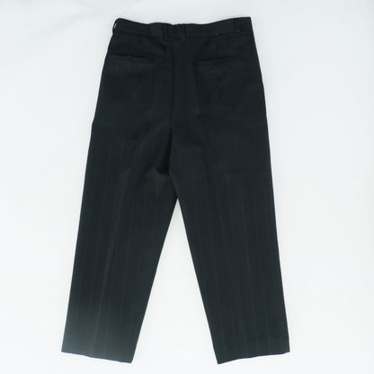 Vintage Black Striped Straight-Fit Dress Pants