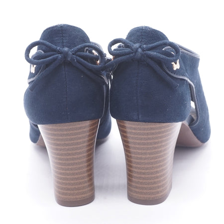 Navy Hirah Tie-Back Peep-Toe Heels - Size 6