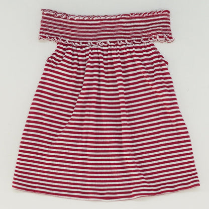 Red and White Striped Sleeveless Blouse