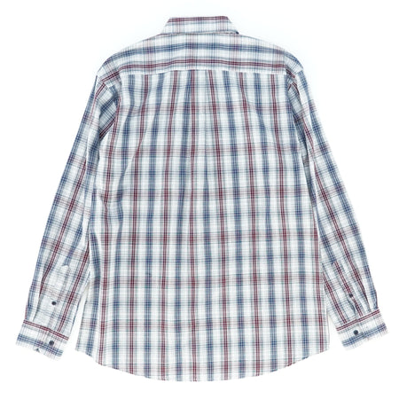 Burgundy/Navy Plaid Long Sleeve Button Down Shirt
