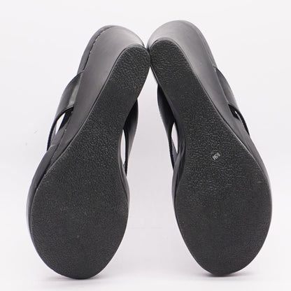 Black Chicklet Thong Wedge Sandal - Size 9.5