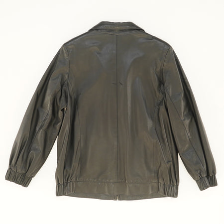 Vintage Full Zip Classic Black Leathar Jacket Size M/L