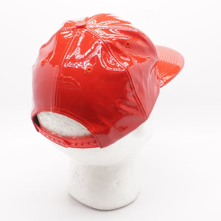 Red Patent Leather Flat Bill Hat Size O/S