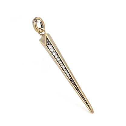 14K Gold Plated Brass Color Bar Large Spike Charm with CZ and Removeable Bail