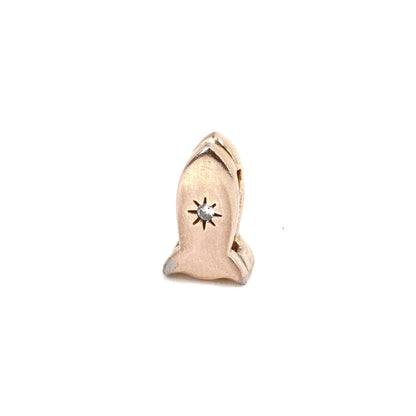 14K Rose Gold Plated Reflexions Space Rocket Clip Charm with CZ