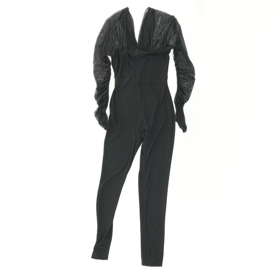 Black Ruched Long Sleeve Jumpsuit Size XS/S