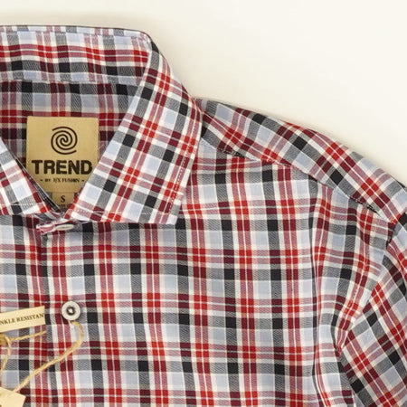 Red/Navy Plaid Short Sleeve Button Down
