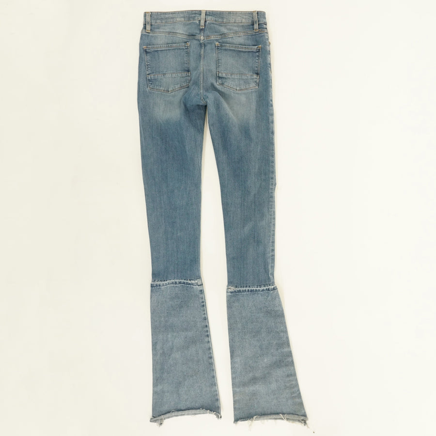 Blue Distressed High Rise Flare Jeans