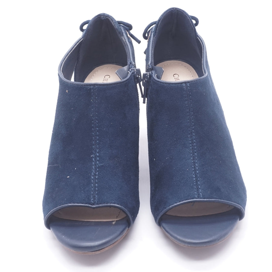 Navy Hirah Tie-Back Peep-Toe Heels - Size 6