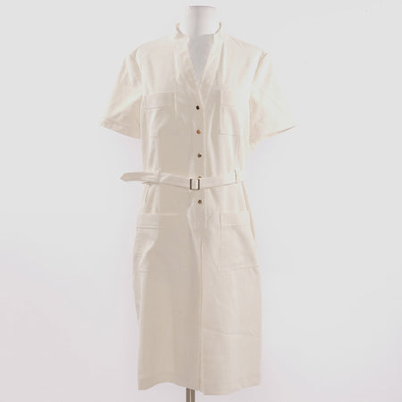 Ivory Short Sleeve Shirt Mini Dress