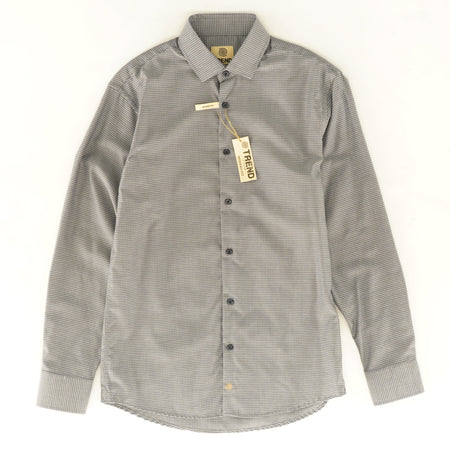 Navy/Silver Mini Jacquard Modern Fit Button Down Shirt