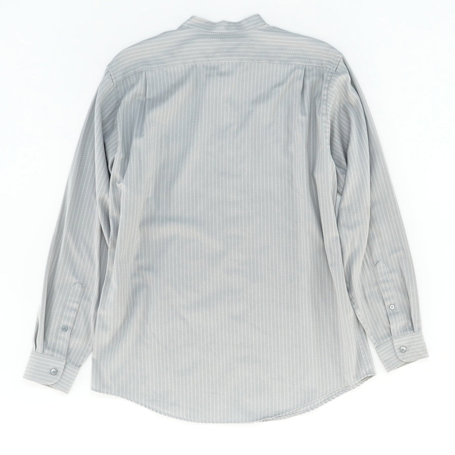 Mandarin Collar Gray Button Down Shirt