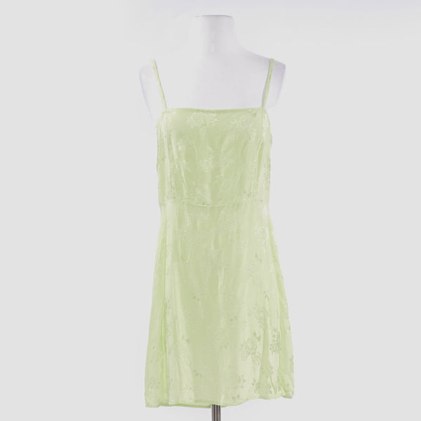 Boyasly Slip Dress in Satin Rose Lime - Size M