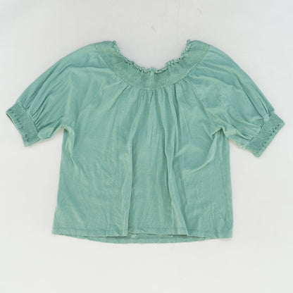 Green Embroidered Detail Short Sleeve Blouse