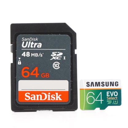 64GB SDXC (x1) and MicroSDXC (x1) Memory Card Bundle