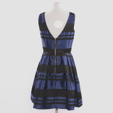Formal Stripe Dress in Yacht Blue - Size 6, 8, 14