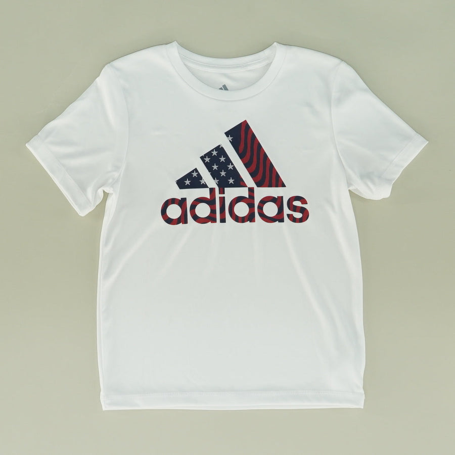 White USA Flag Logo T-Shirt Size Youth 6