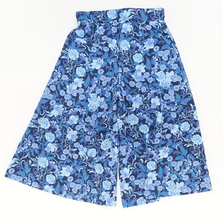 Blue Floral Pebble Knit Culotte Pants Size XS, S