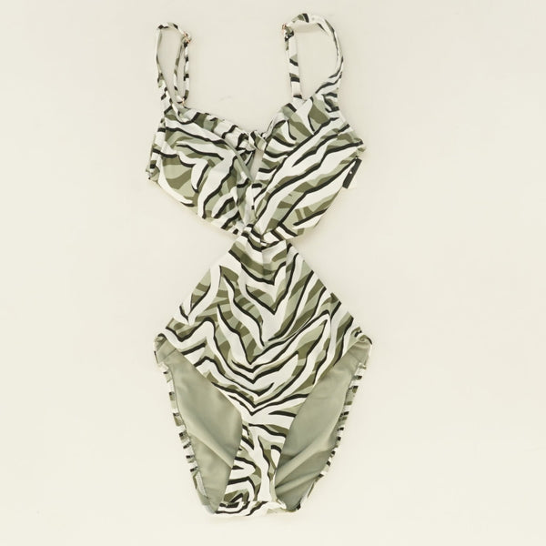 Beach Chic Printed Twist-Front One-Piece Swimsuit in Summer Sage - Size XS