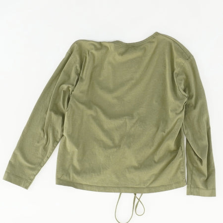 Green Cropped Long Sleeve Blouse