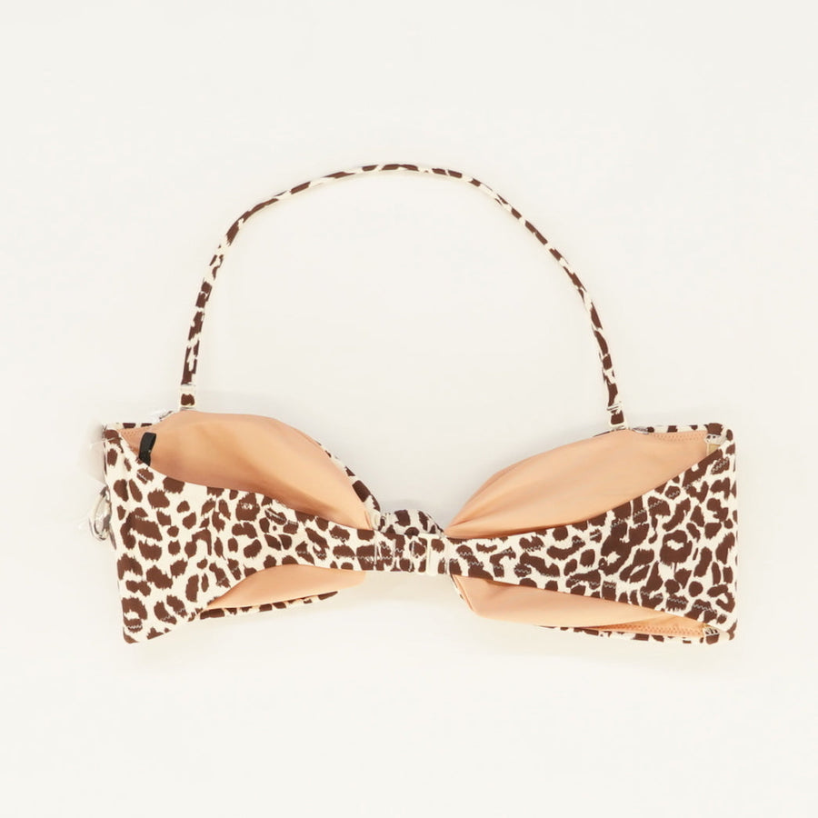 Knot Bandeau Bikini Top In Leopard Print Size L