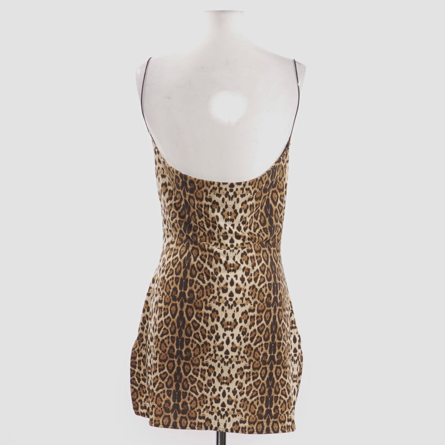 Cowl Neck Cheetah Mini Dress