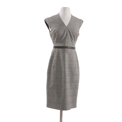 Gray Plaid Midi Dress