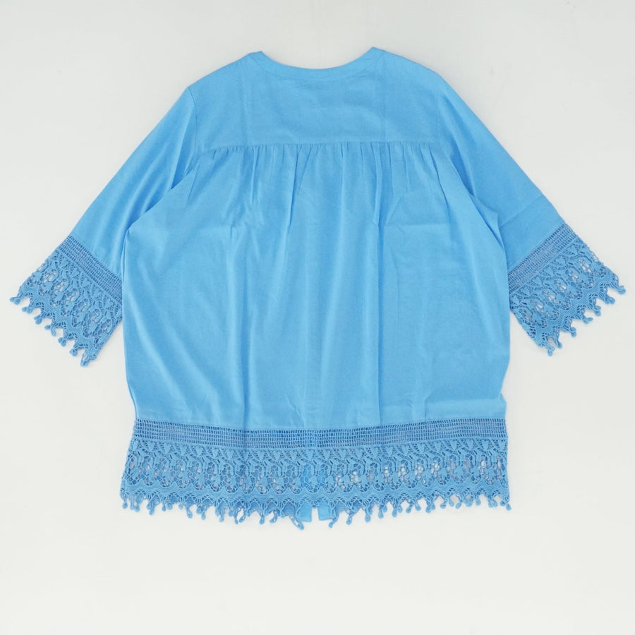 Three-Quarter Sleeve Crochet Lace Tunic