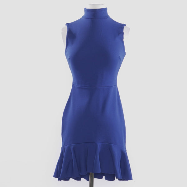 Mock Neck Curved Ruffle Dress in Glacier - Size 4-12
