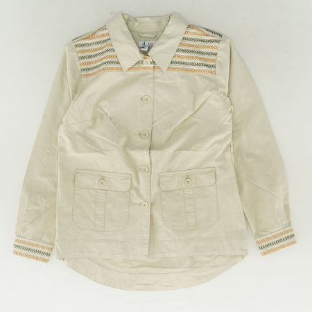 Tan Twill Utility Jacket with Embroidery Detail